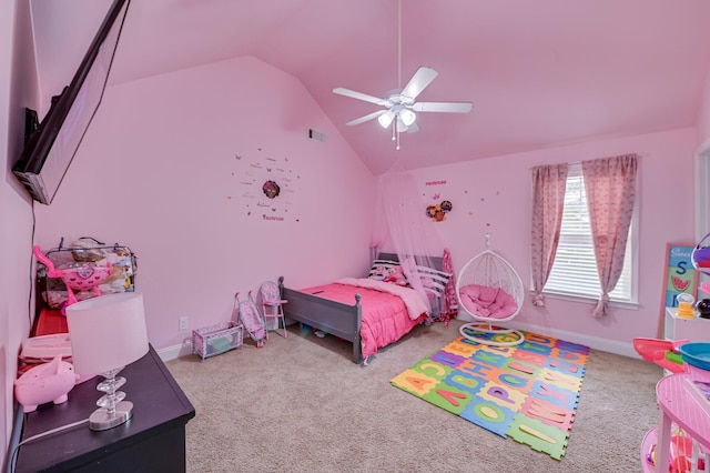 251 Wentworth Pl, Grovetown, GA 30813 - bedroom featuring lofted ceiling, carpet, a ceiling fan, and baseboards