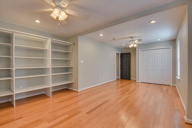 5776 Carriage Hills Dr, Martinez, GA 30907 - unfurnished bedroom with recessed lighting, light wood-style floors, ceiling fan, and a closet