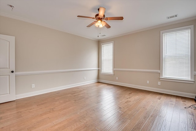 514 Hardwick Ct, Evans, GA 30809 - unfurnished room featuring ceiling fan, baseboards, light wood finished floors, and crown molding