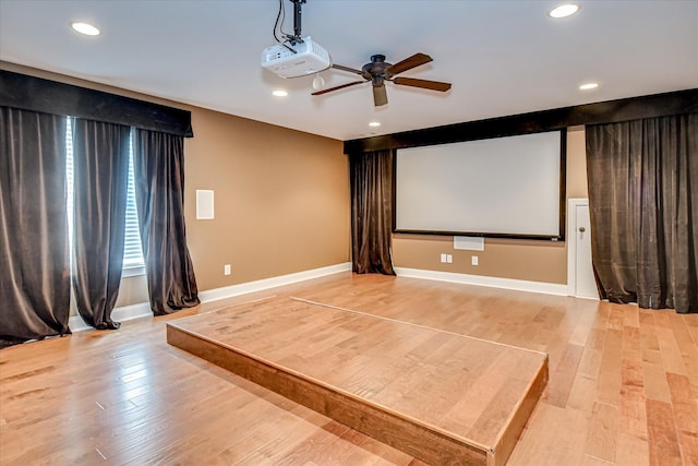 514 Hardwick Ct, Evans, GA 30809 - cinema featuring ceiling fan, wood finished floors, recessed lighting, and baseboards