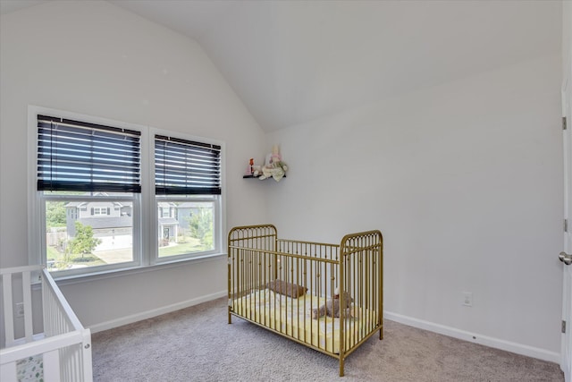 3015 Bannack Ln, Harlem, GA 30814 - carpeted bedroom featuring lofted ceiling and a crib