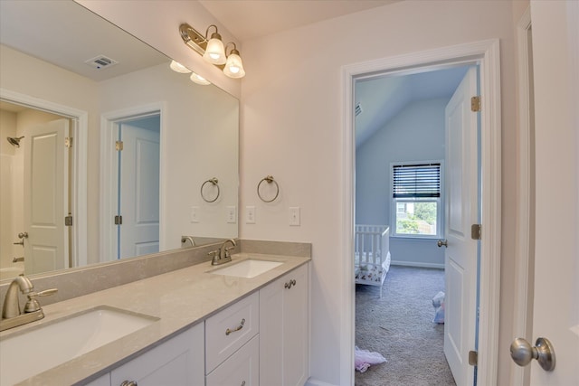 3015 Bannack Ln, Harlem, GA 30814 - bathroom featuring double vanity and baseboards