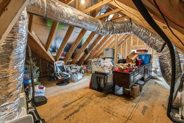 view of unfinished attic