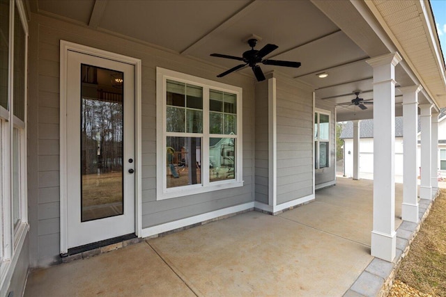 view of patio with a ceiling fan