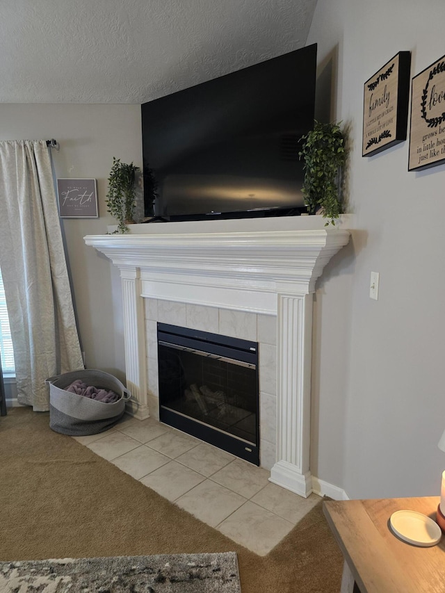 318 Elbrus Way, Grovetown, GA 30813 - detailed view of carpet, a fireplace, and a textured ceiling