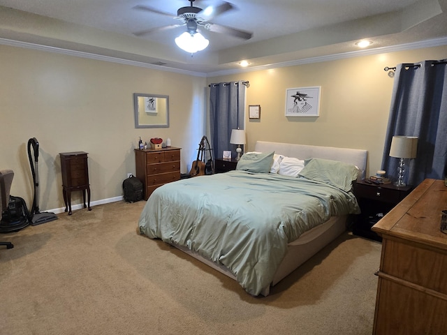 318 Elbrus Way, Grovetown, GA 30813 - bedroom featuring a raised ceiling, ornamental molding, carpet flooring, ceiling fan, and recessed lighting