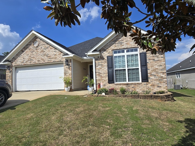 318 Elbrus Way, Grovetown, GA 30813 - single story home with an attached garage, concrete driveway, a front yard, brick siding, and roof with shingles