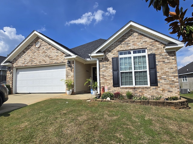 318 Elbrus Way, Grovetown, GA 30813 - ranch-style house with concrete driveway, a front yard, a garage, and brick siding