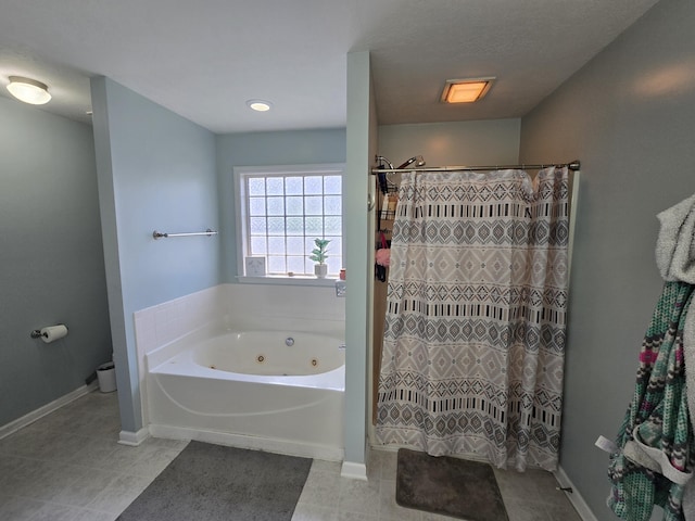 318 Elbrus Way, Grovetown, GA 30813 - full bathroom with a jetted tub, tile patterned floors, and a shower with shower curtain