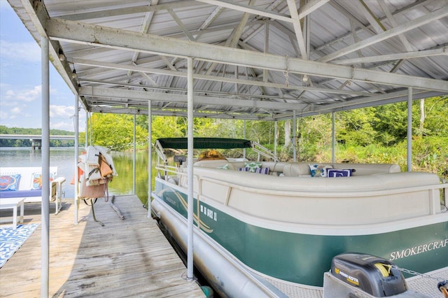 view of dock featuring a water view