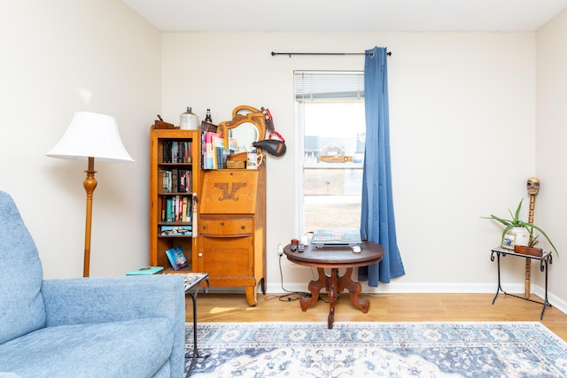 sitting room with wood-type flooring