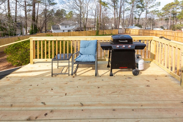 deck featuring grilling area