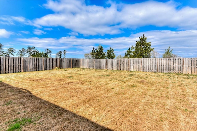 view of yard with a fenced backyard