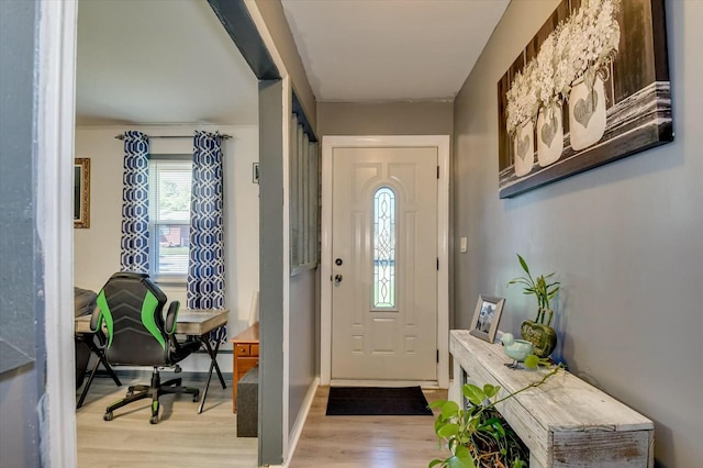 entryway with light wood-type flooring