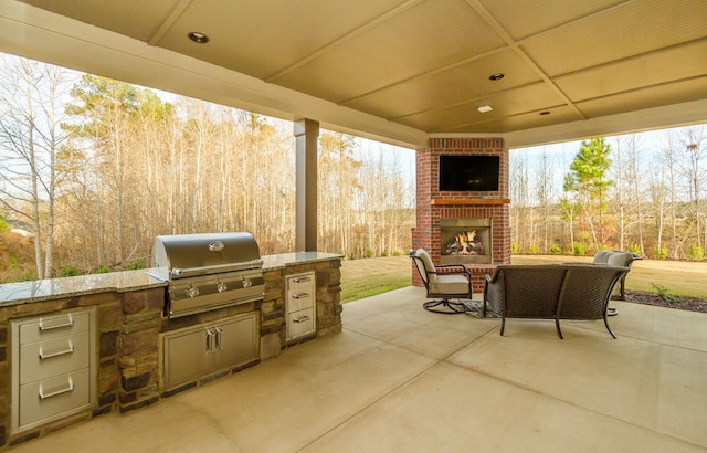 318 Holly Oak Way Unit Sc68, Grovetown, GA 30813 - view of patio featuring an outdoor brick fireplace