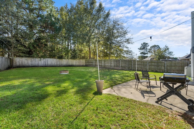 view of yard with a patio area