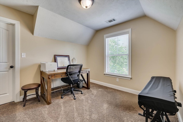 5558 Connor Dr, Evans, GA 30809 - office space with lofted ceiling, a textured ceiling, and carpet