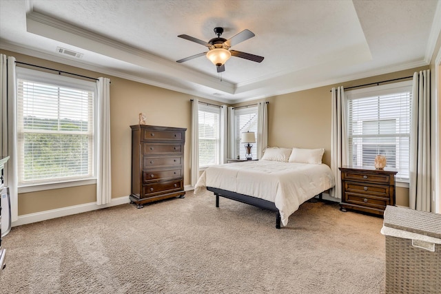 5558 Connor Dr, Evans, GA 30809 - bedroom featuring a raised ceiling, ornamental molding, multiple windows, and light carpet