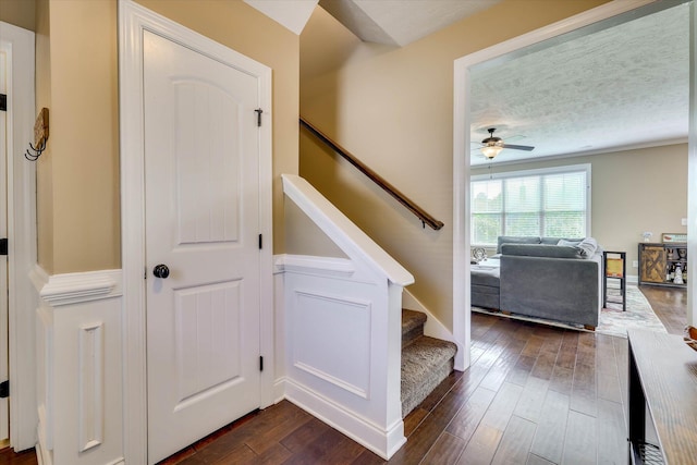 5558 Connor Dr, Evans, GA 30809 - stairs with a ceiling fan and hardwood / wood-style floors