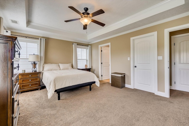 5558 Connor Dr, Evans, GA 30809 - carpeted bedroom featuring a raised ceiling, ornamental molding, and a ceiling fan