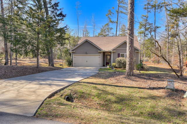 view of front of property with a garage, board and batten siding, concrete driveway, and roof with shingles