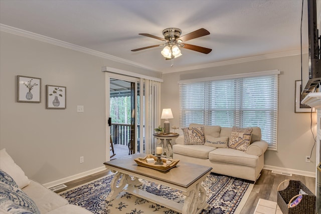 315 Coastal Cv, Mccormick, SC 29835 - living area with ceiling fan, wood finished floors, ornamental molding, and baseboards