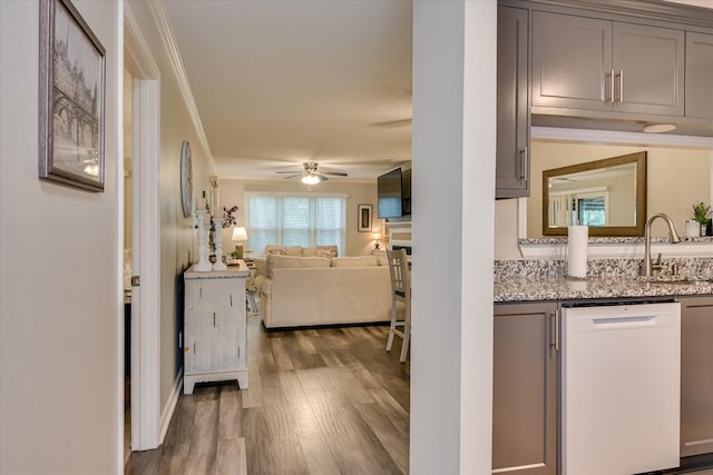 315 Coastal Cv, Mccormick, SC 29835 - hallway with dark wood finished floors, a sink, and crown molding