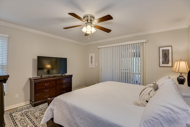 315 Coastal Cv, Mccormick, SC 29835 - bedroom featuring crown molding, wood finished floors, baseboards, and ceiling fan