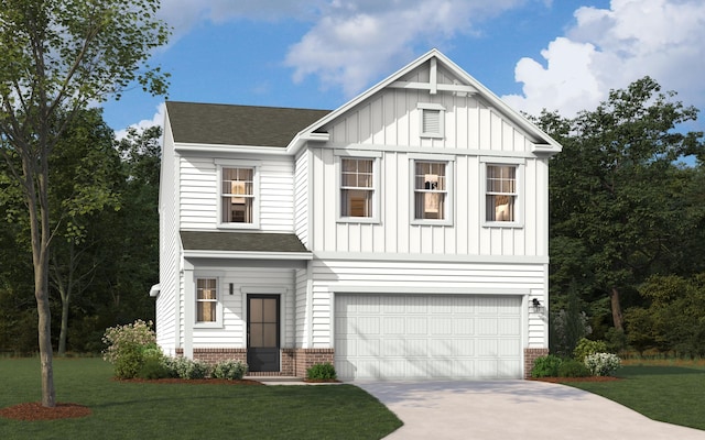 796 Count Fleet Ct, Graniteville, SC 29829 - modern inspired farmhouse with board and batten siding, brick siding, a garage, and a shingled roof