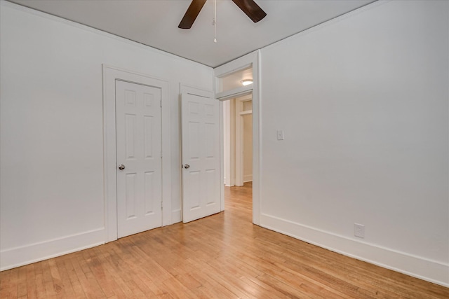 1847 Warren St, Augusta, GA 30904 - unfurnished bedroom featuring baseboards, ceiling fan, and light wood finished floors