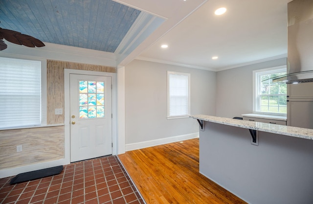 2217 Montclair St, Augusta, GA 30904 - foyer with crown molding, recessed lighting, and wood finished floors