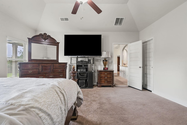 5315 Bull St, Augusta, GA 30909 - bedroom with lofted ceiling, carpet floors, and a ceiling fan