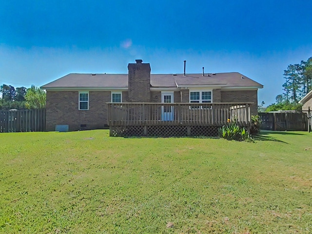 4373 Quail Creek Rd, Martinez, GA 30907 - rear view of property with a deck, brick siding, crawl space, and a chimney