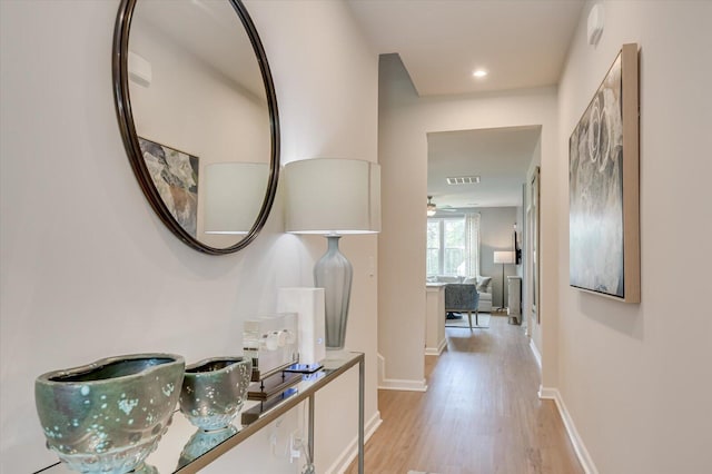 hall featuring light hardwood / wood-style flooring