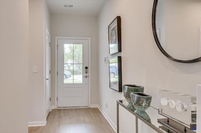 entryway with light wood-type flooring