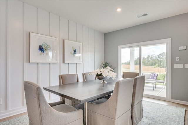 dining area featuring light hardwood / wood-style floors