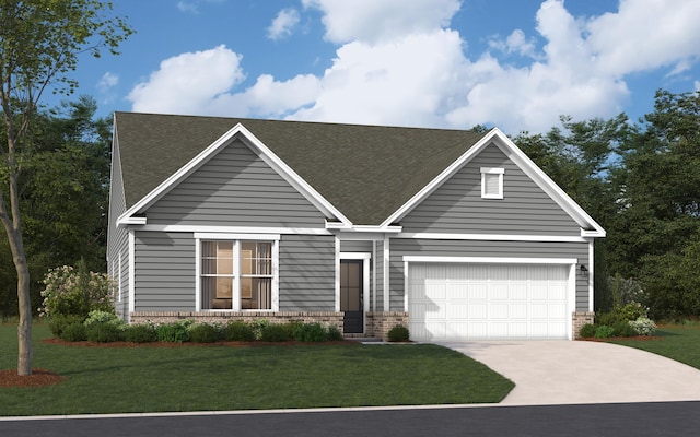 view of front facade featuring a front yard and a garage