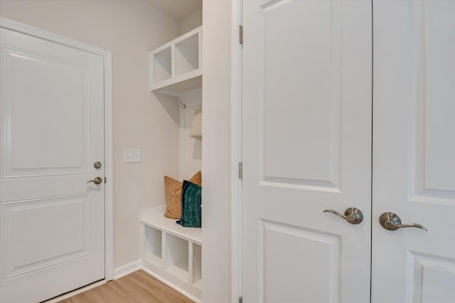 mudroom featuring light hardwood / wood-style floors