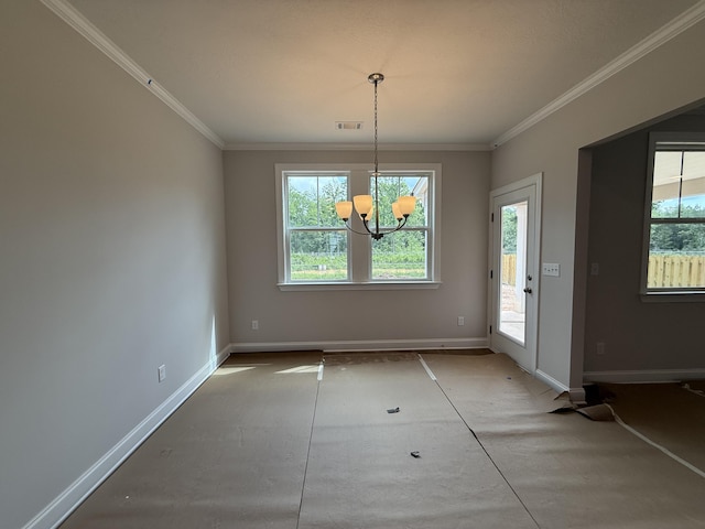 251 Prominence Dr, Grovetown, GA 30813 - unfurnished dining area featuring a chandelier and crown molding