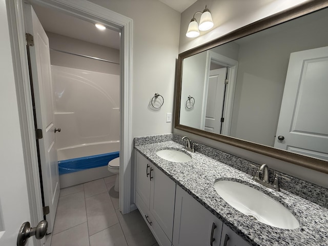 251 Prominence Dr, Grovetown, GA 30813 - full bathroom with double vanity, tile patterned floors, and  shower combination