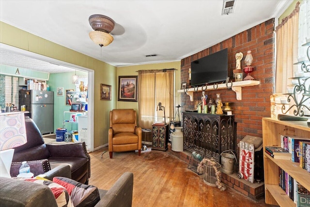 living room with wood-type flooring