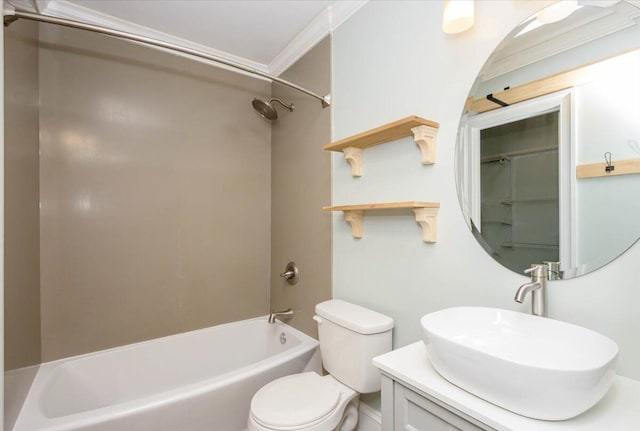 925 Beman St, Augusta, GA 30904 - full bathroom featuring toilet, shower / bath combination, vanity, and ornamental molding