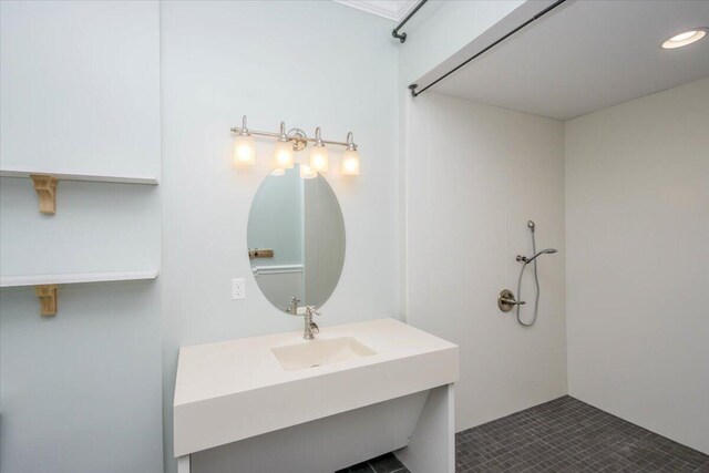 925 Beman St, Augusta, GA 30904 - full bathroom with tile patterned floors, vanity, and recessed lighting