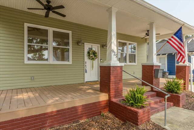 925 Beman St, Augusta, GA 30904 - wooden porch featuring ceiling fan