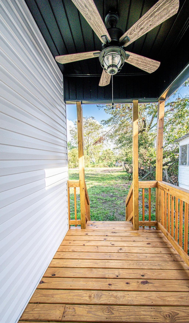 deck featuring ceiling fan