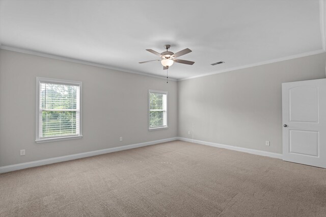 647 Bunchgrass St, Evans, GA 30809 - empty room with ornamental molding, plenty of natural light, a ceiling fan, and baseboards