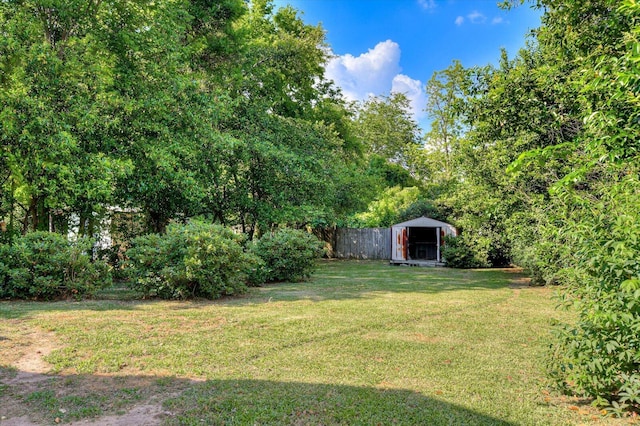 view of yard with an outdoor structure