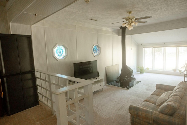 114 Bordeaux St, North Augusta, SC 29841 - carpeted living area with plenty of natural light, ceiling fan, and a textured ceiling