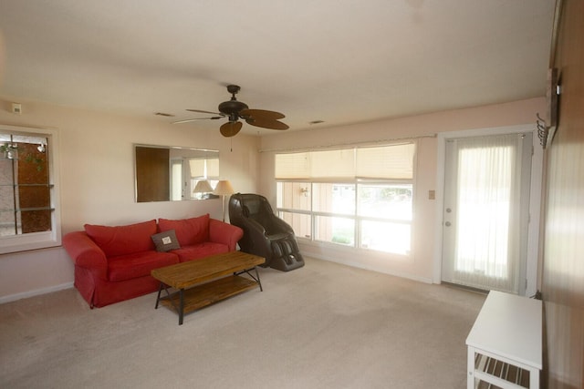 114 Bordeaux St, North Augusta, SC 29841 - living room featuring plenty of natural light, a ceiling fan, and carpet floors