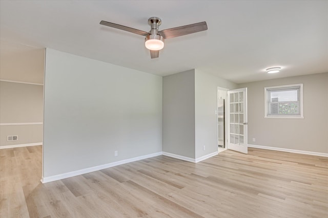 1116 Northwood Rd, Augusta, GA 30909 - spare room featuring light wood finished floors, a ceiling fan, and french doors